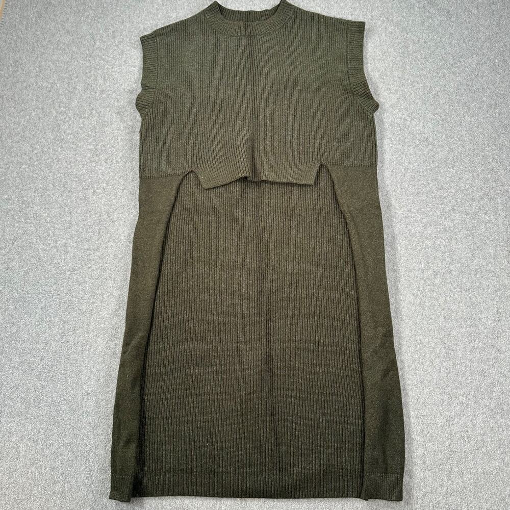 Kerisma High Low Sleeveless Tunic Sweater Women's S/M Olive Green Sleeveless